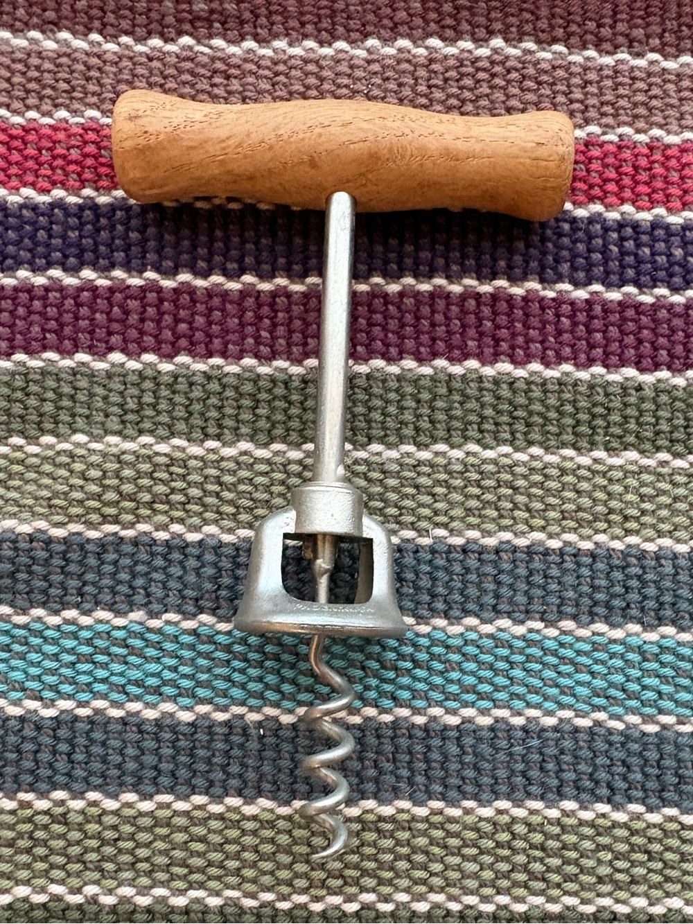 Vintage Phoenixware Italy Wooden Handle Bell Corkscrew